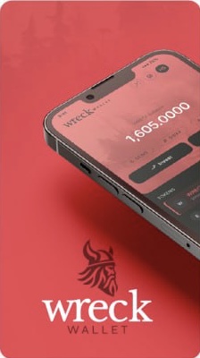 Wreck Wallet on a phone, balance screen