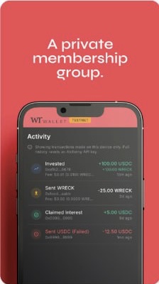 A private membership guild, activity screen